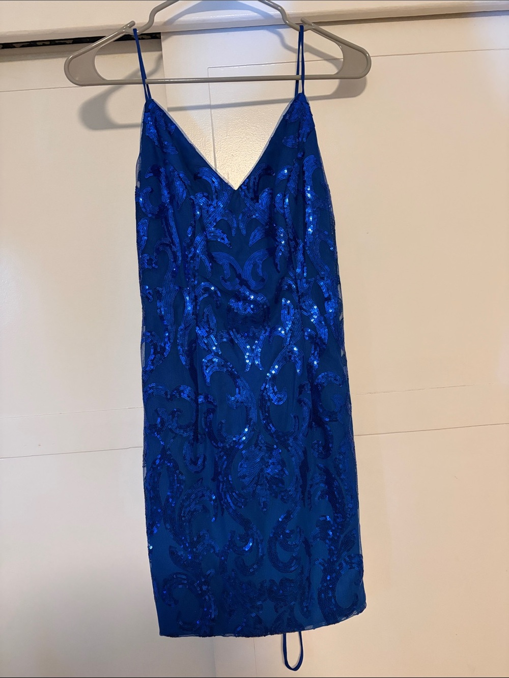 Blue Sequin Slip Dress - Women's Elegant Party Dress